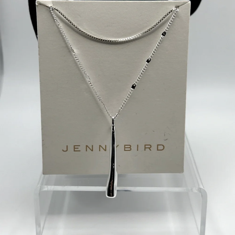 Jenny Bird "Leana" Double Silver Tone Layered Pendant Chain Necklace. - Picture 1 of 4